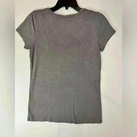 Garnet Hill size XS gray floral appliqué embellished scoop neck Tshirt top boho - Picture 8 of 8
